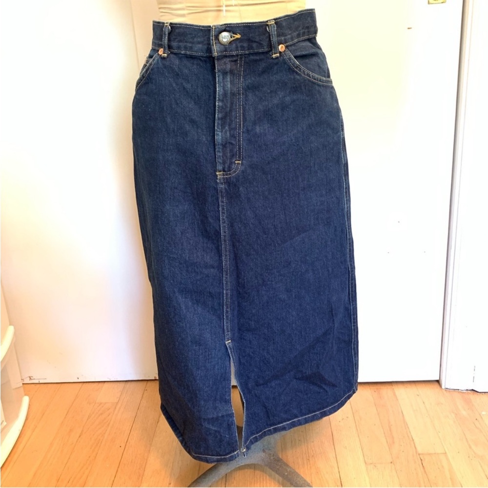 Vintage Lee Jeans Denim Front Slit midi skirt 4
